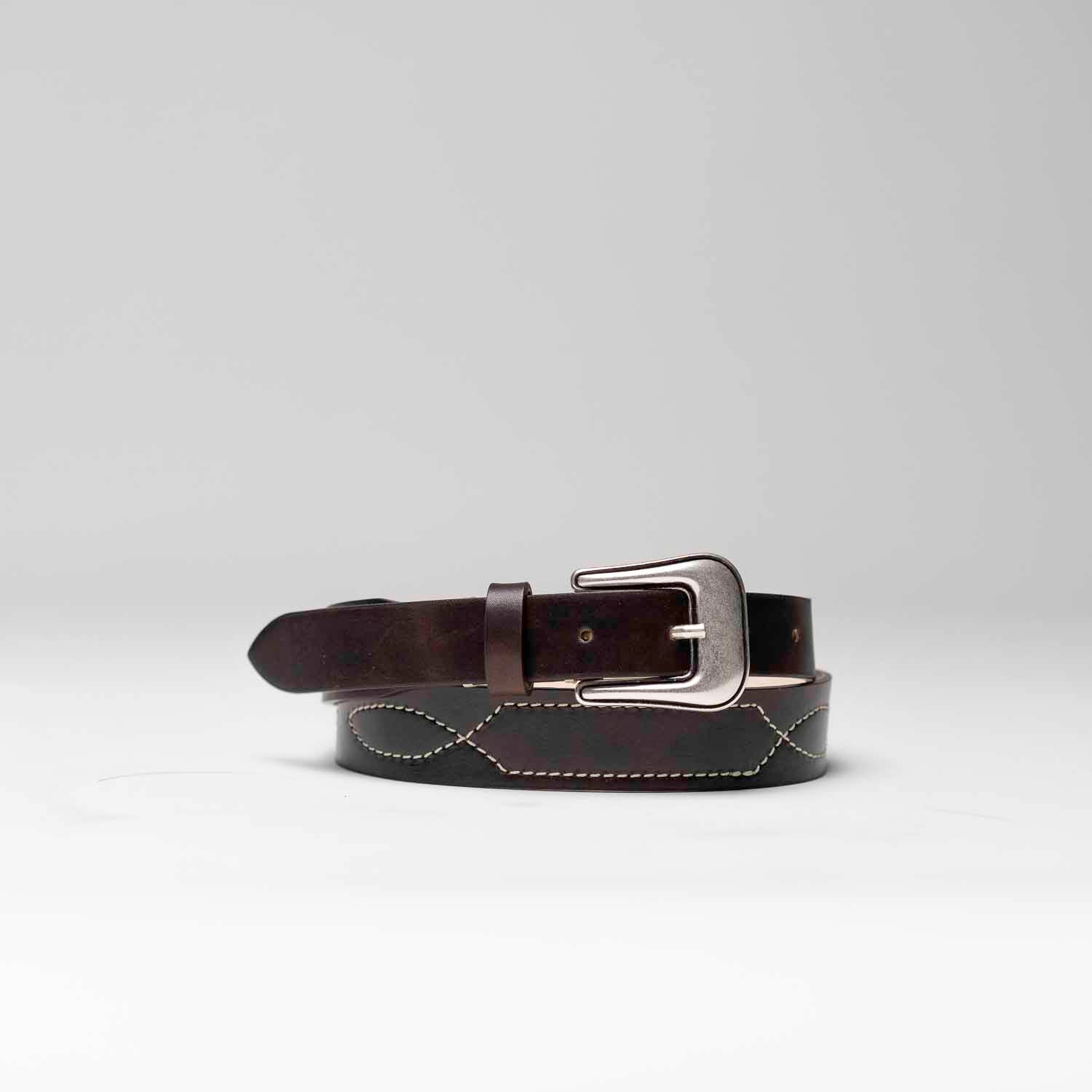 Travis - Ceinture Western en Cuir de veau Marron