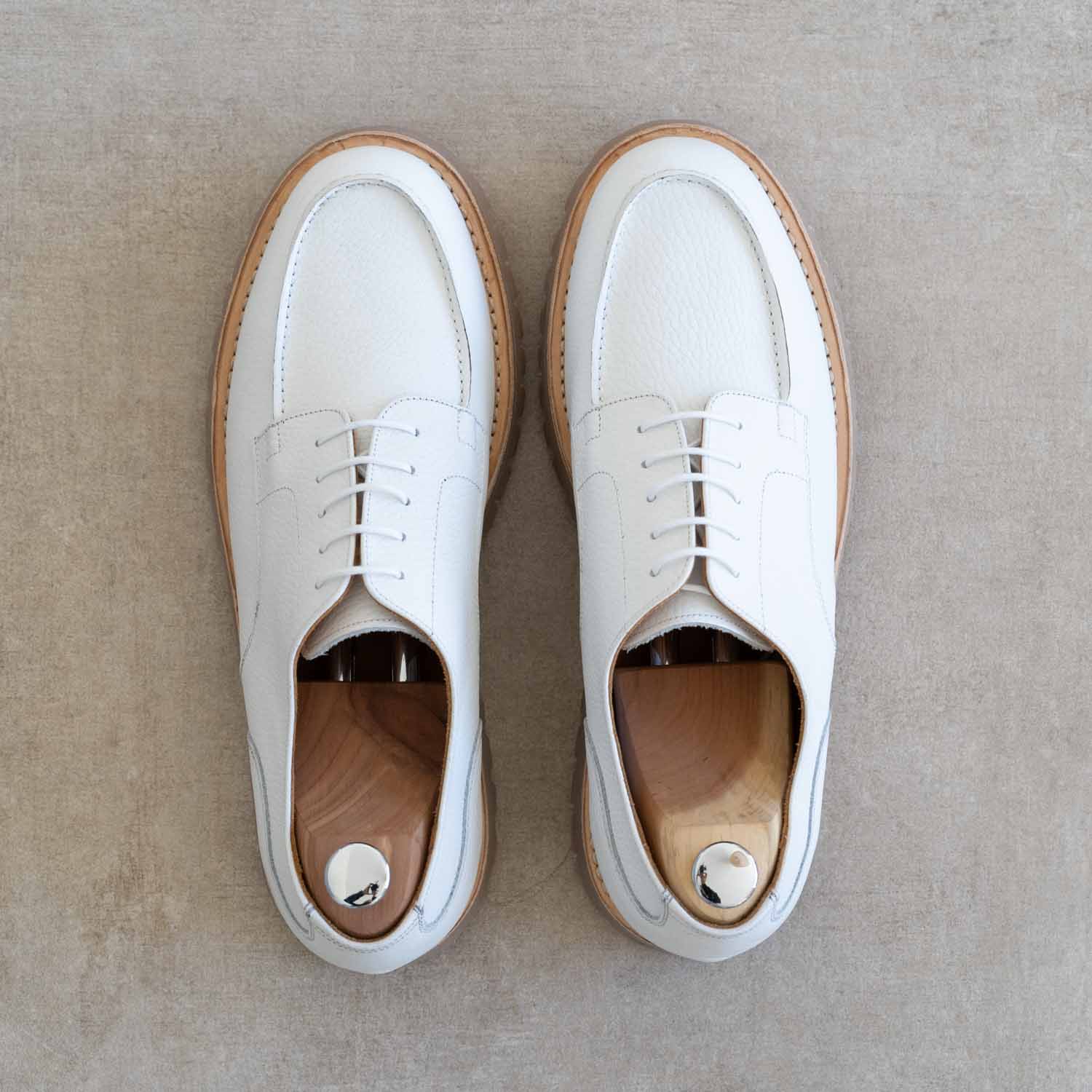 Wood - Chaussures Derby Golf Grainé Blanc