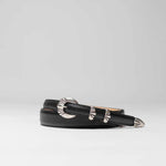 Charger l&#39;image dans la galerie, Angel - Ceinture Western en Cuir Noir
