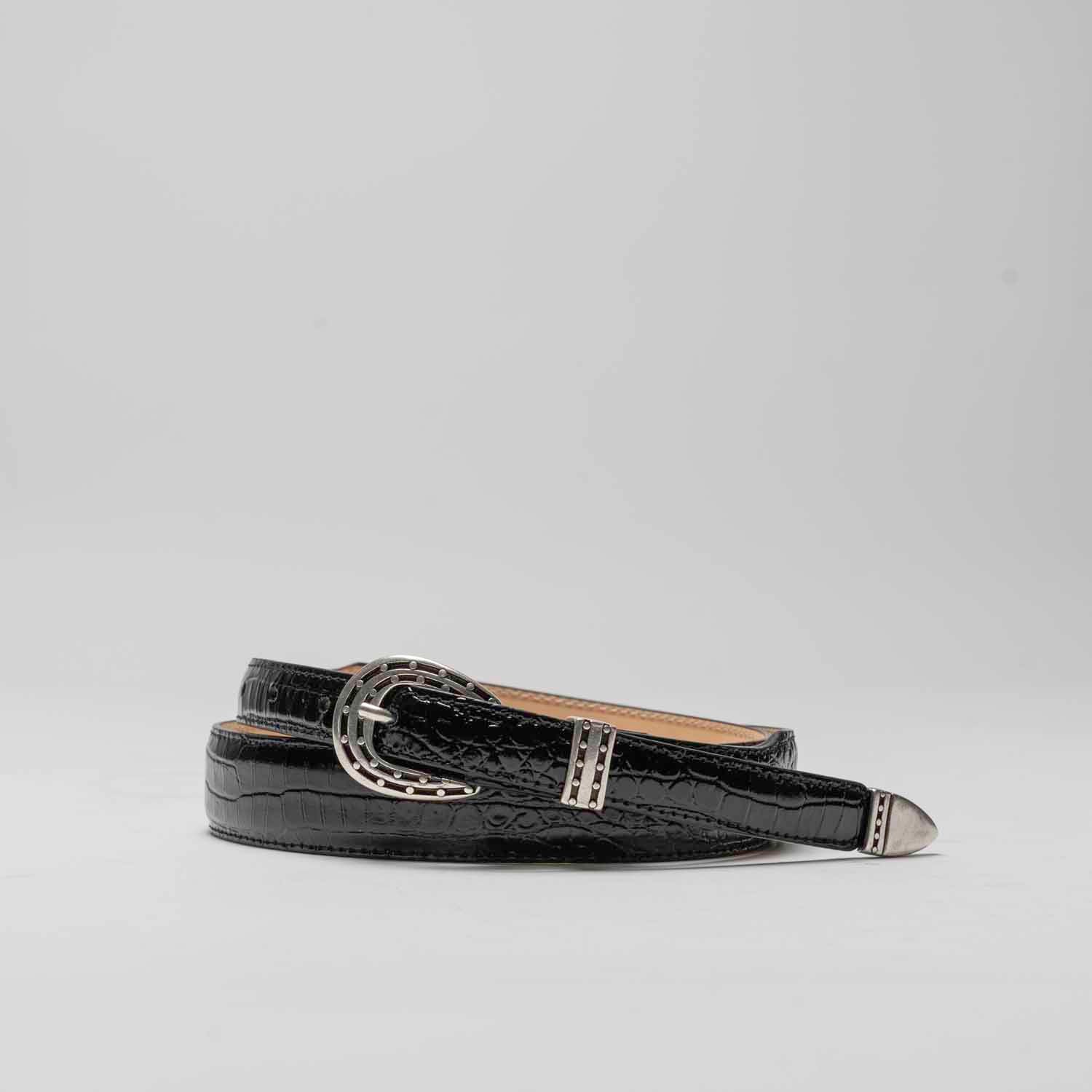 Tuco - Ceinture Western en Cuir de veau Noir