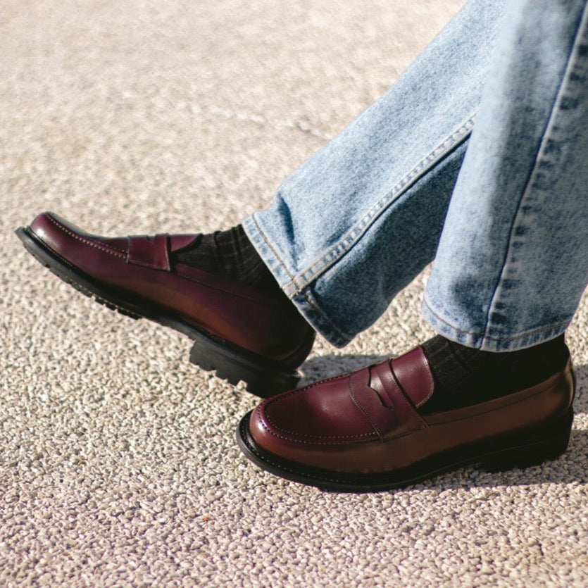 Paul Chaussures Mocassin Cuir Bordeaux