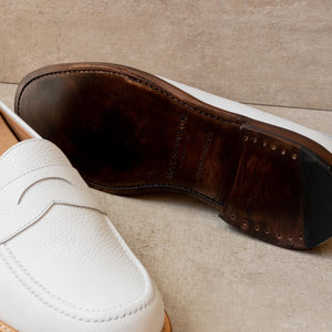 Penny Loafer - Chaussures Mocassin Cuir Blanc