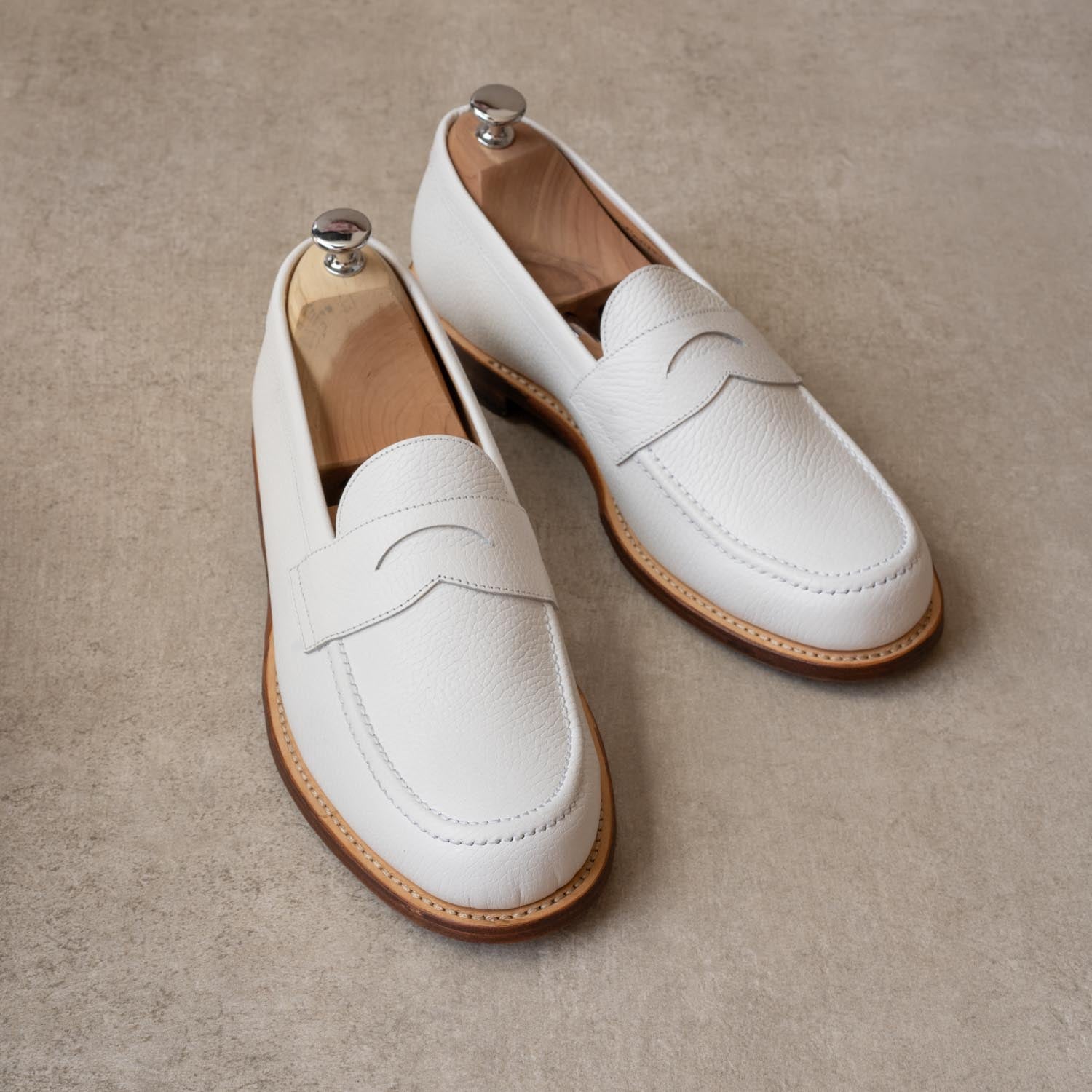 Penny Loafer - Chaussures Mocassin Cuir Blanc