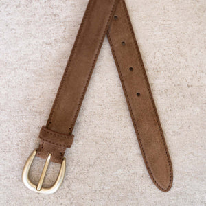 Henry - Ceinture Cuir Daim Marron Noisette